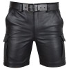 Mens Cargo Shorts Real Leather Club Casual Short